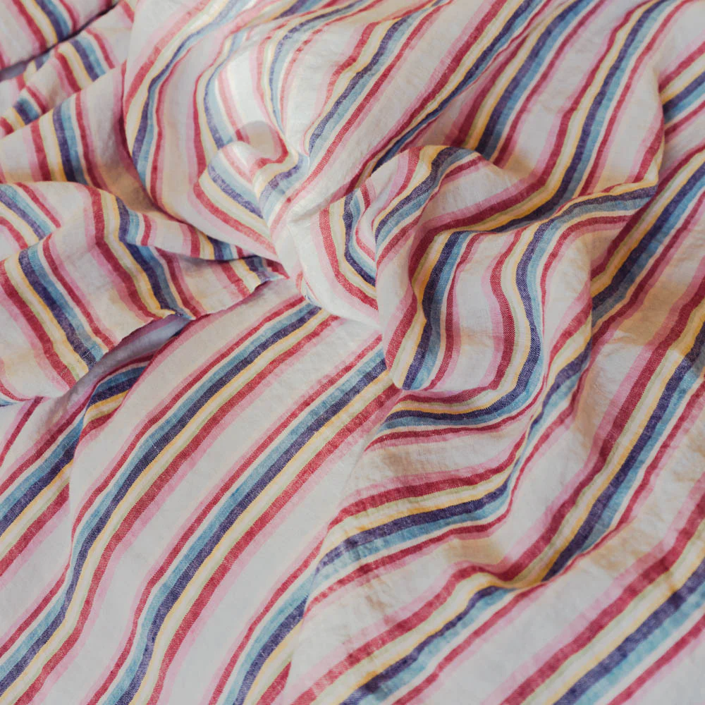 Drap housse en lin lavé - Rayures Parasol - Image 2
