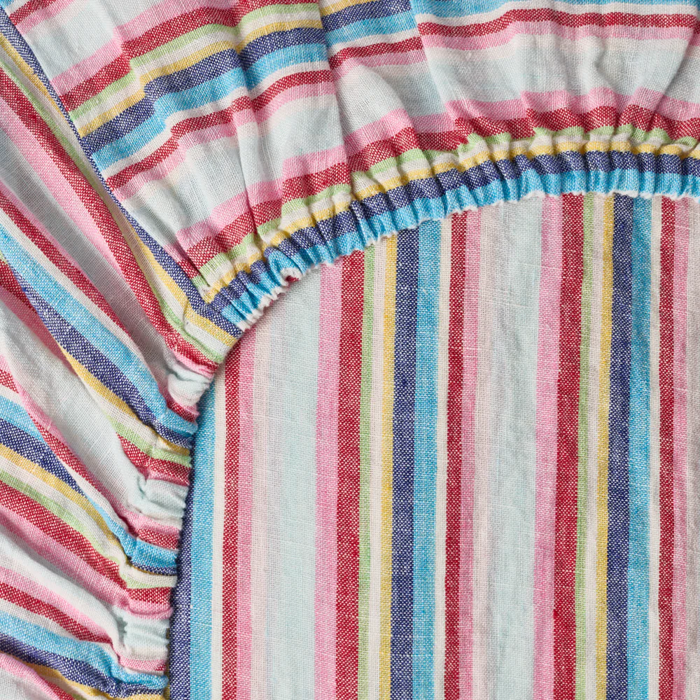 Drap housse en lin lavé - Rayures Parasol - Image 3