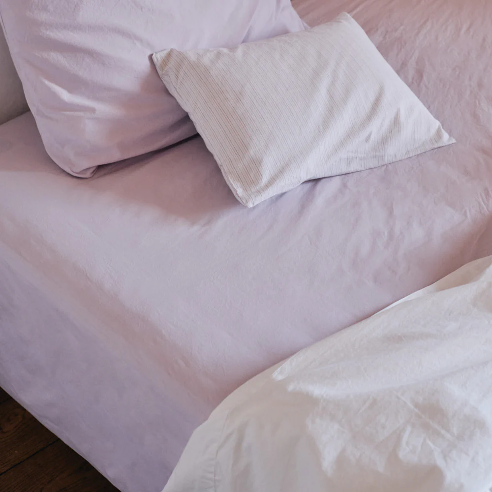 Drap-housse en percale de coton - Lavande