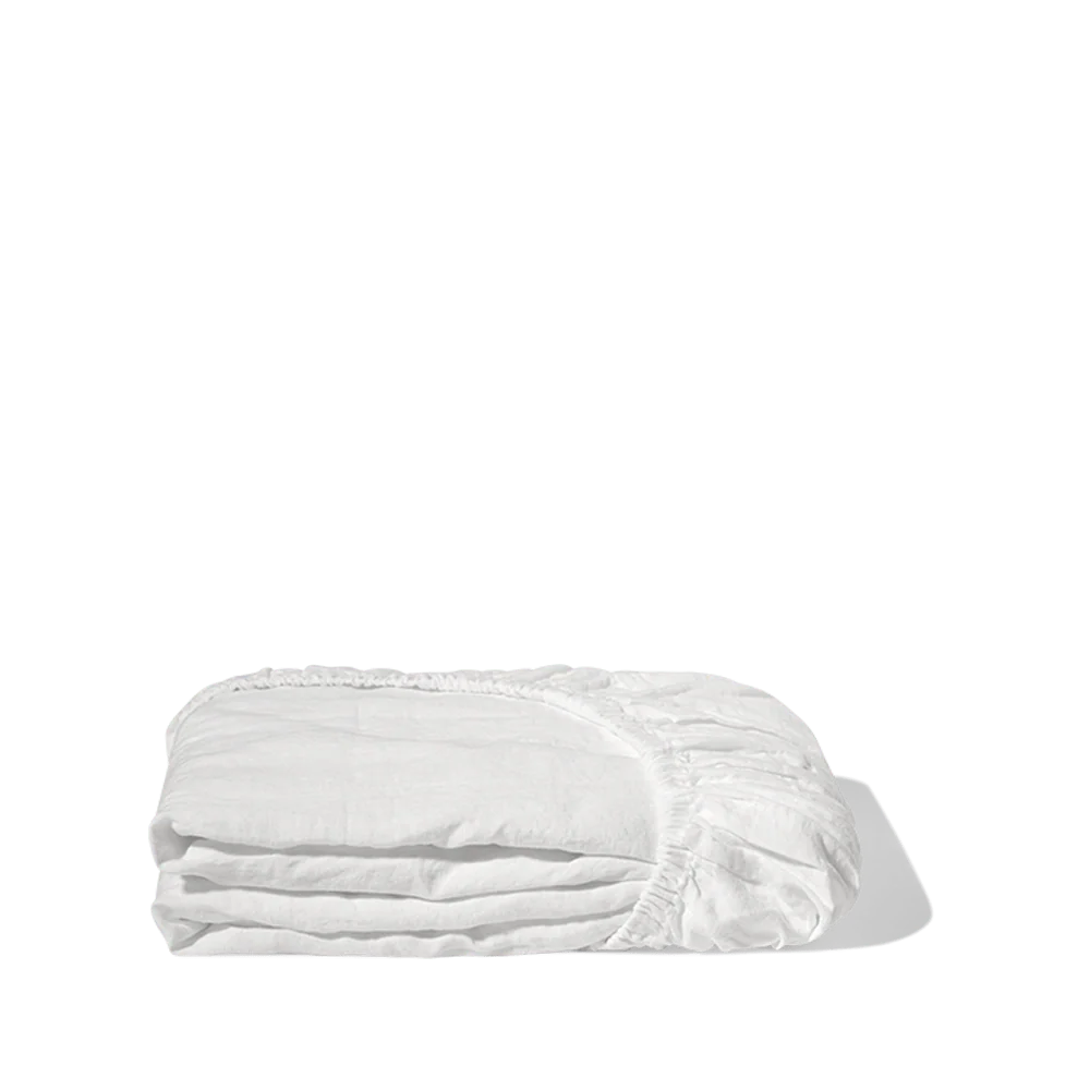 Drap-housse en lin lavé - Blanc Optique - Image 2