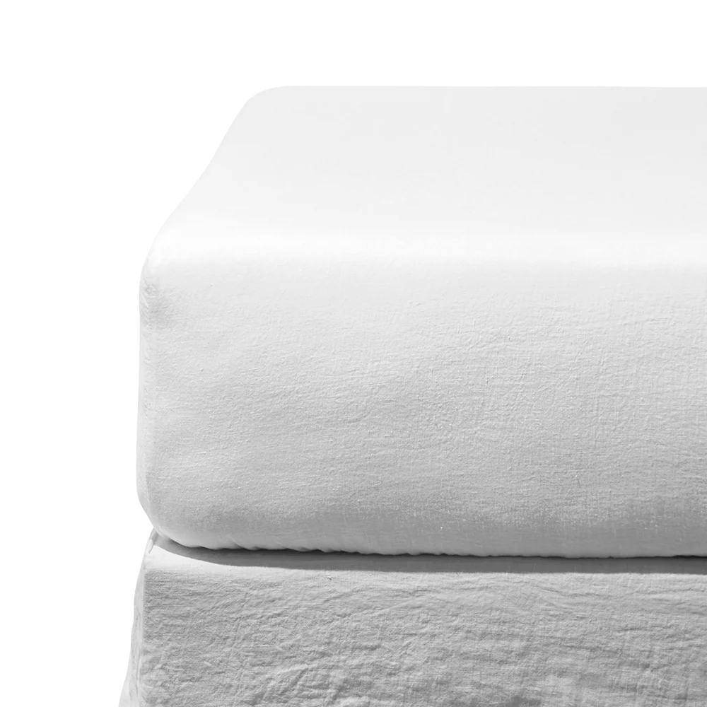 Drap-housse en lin lavé - Blanc Optique - Image 3
