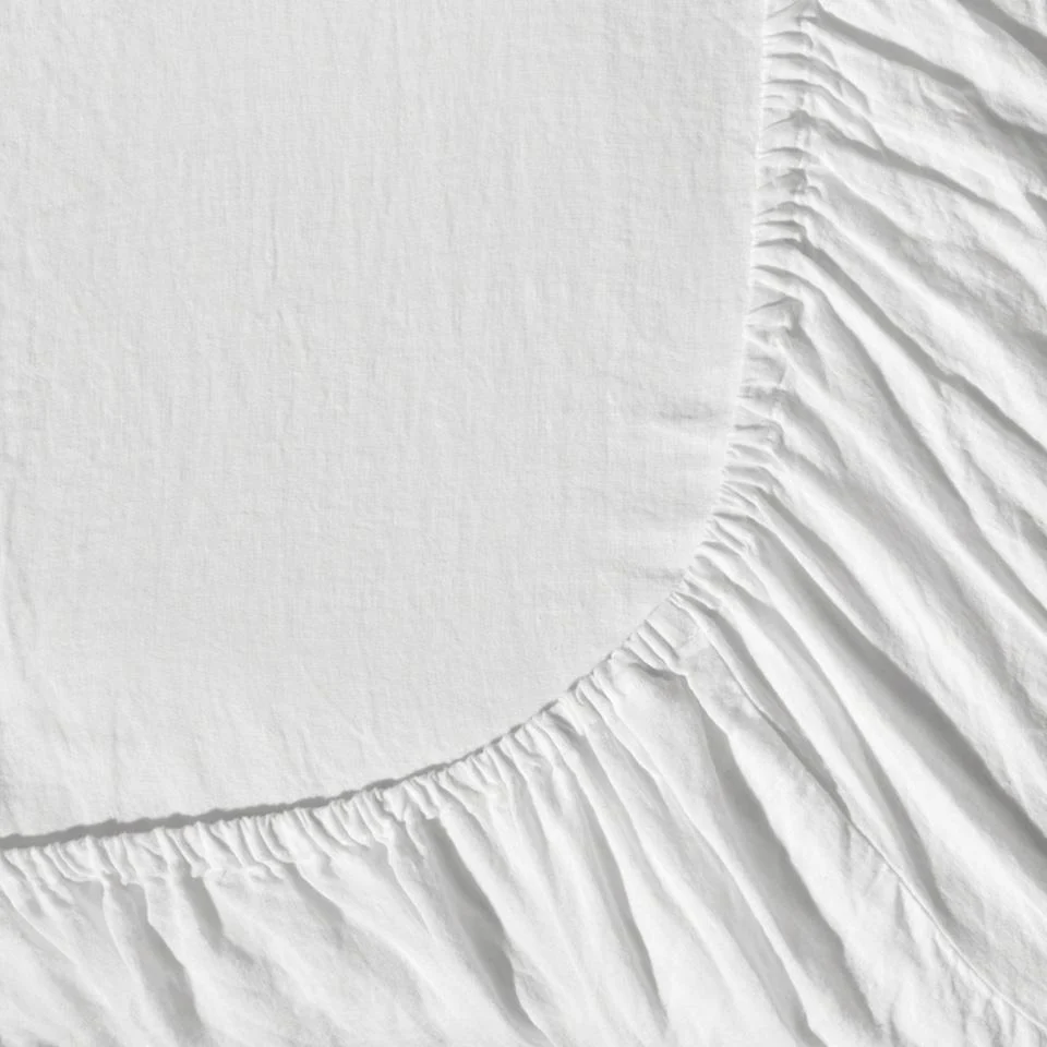 Drap-housse en lin lavé - Blanc Optique - Image 4