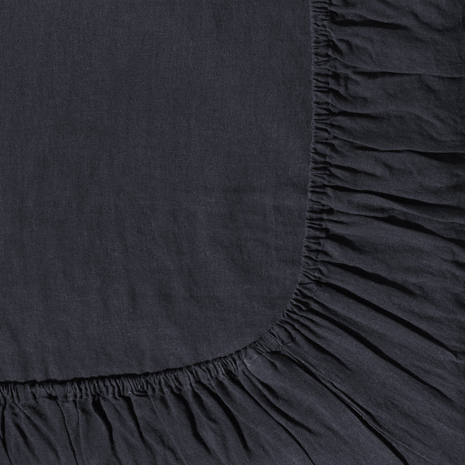 Drap-housse en lin lavé - Bleu Encre - Image 5