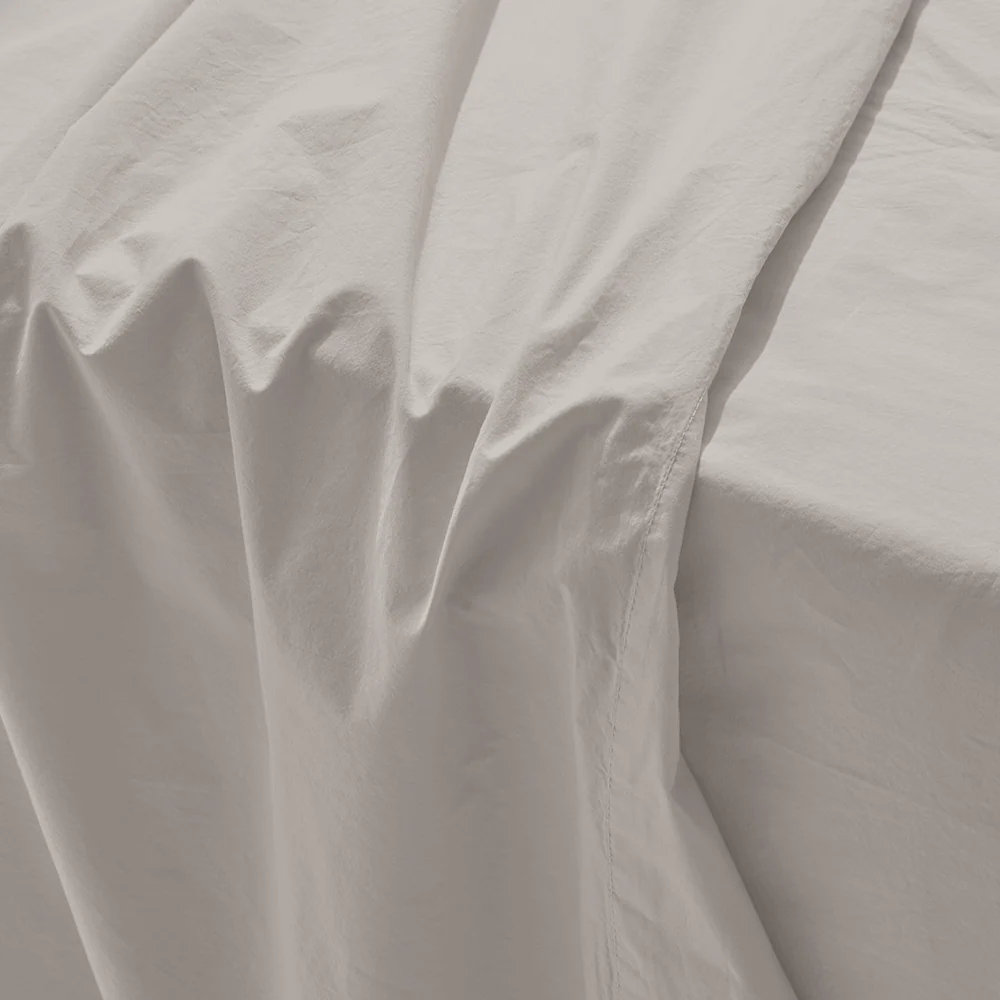 Drap plat en percale de coton - Gris Pavot - Image 4