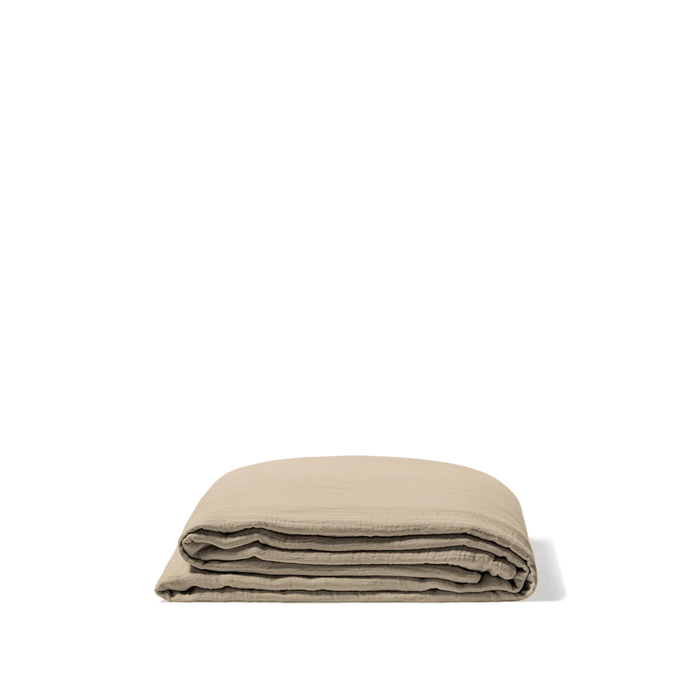 Drap plat en gaze de coton - Beige Quai de Seine - Image 3