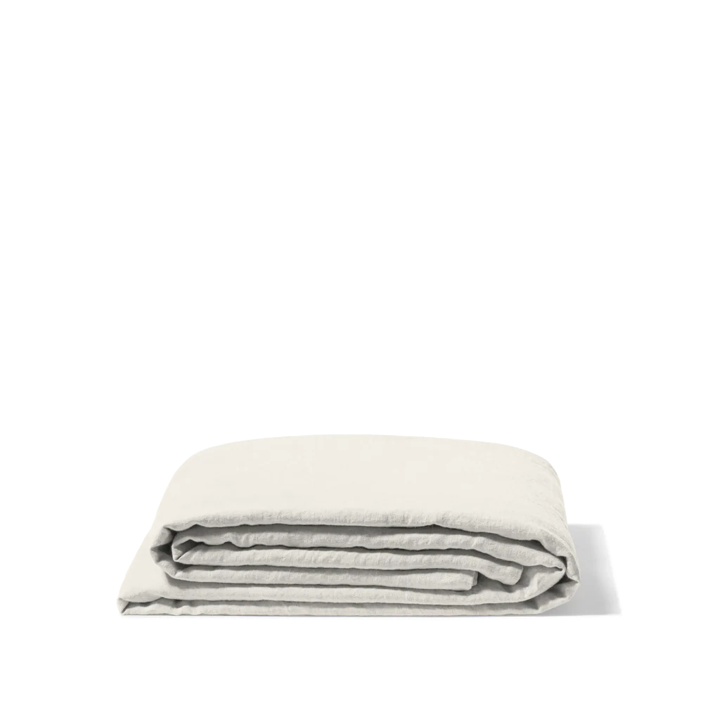 Drap plat en lin lavé - Blanc Coquillage - Image 3