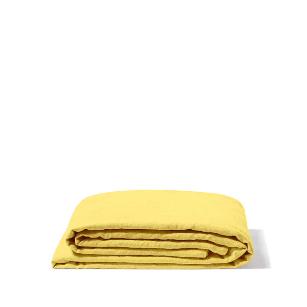 Drap plat en lin lavé - Jaune Citronnade - Image 3
