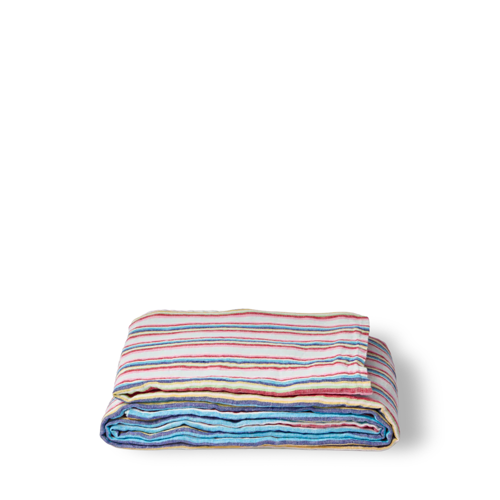 Drap plat en lin lavé - Rayures Parasol - Image 3