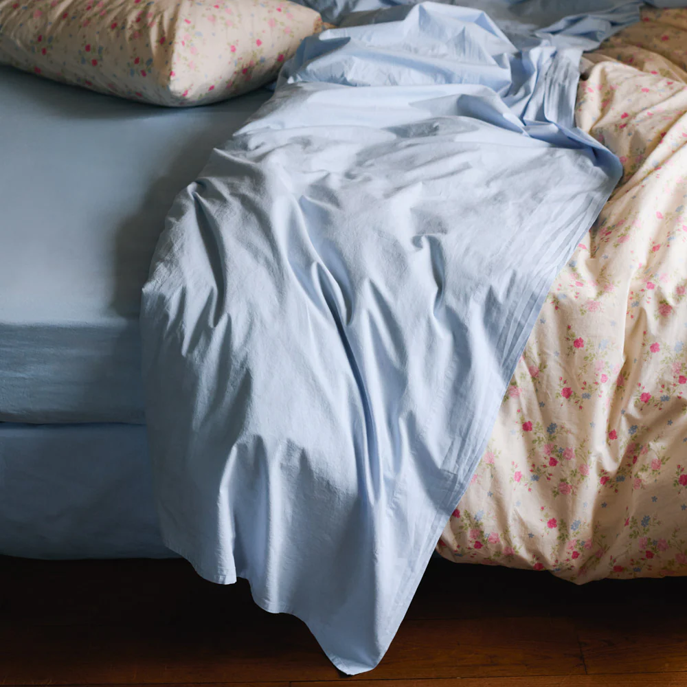 Drap plat en percale de coton - Bleuet - Image 6