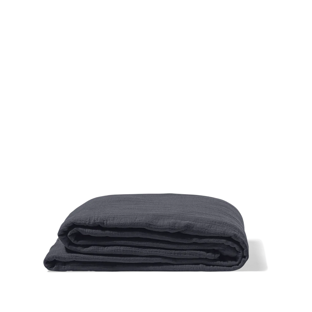 Drap plat en gaze de coton - Gris Fusain - Image 4