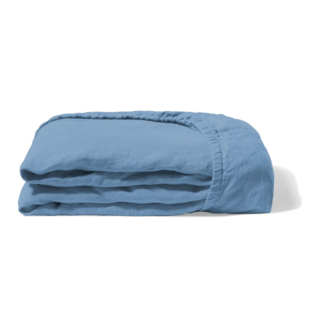 Drap-housse en lin lavé - Bleu Primaire - Image 7