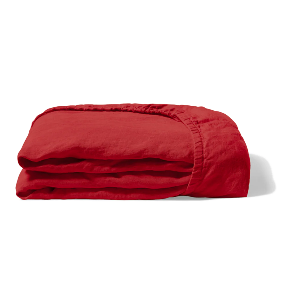 Drap-housse en lin lavé - Rouge Vermillon - Image 7