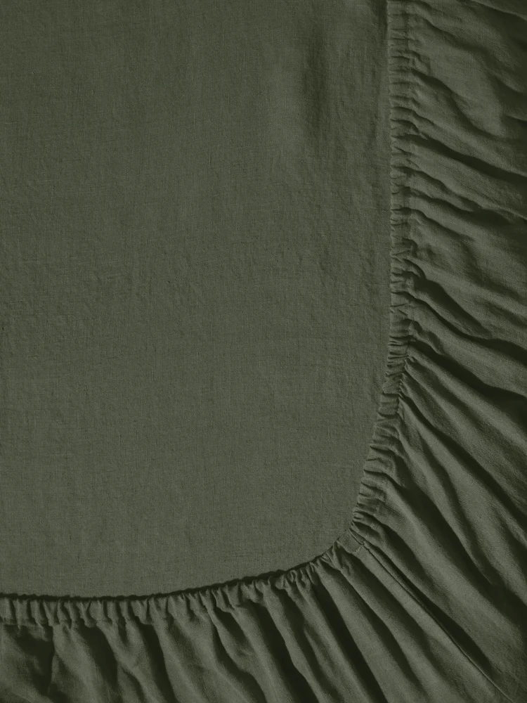 Drap-housse en lin lavé - Vert Oxyde - Image 4