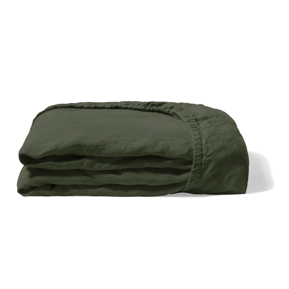 Drap-housse en lin lavé - Vert Oxyde - Image 7