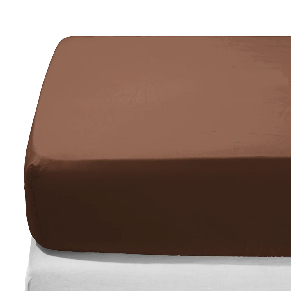 Drap-housse en percale de coton - Marron Cargo - Image 3