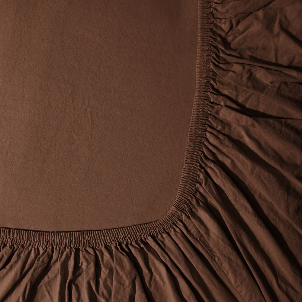 Drap-housse en percale de coton - Marron Cargo - Image 4