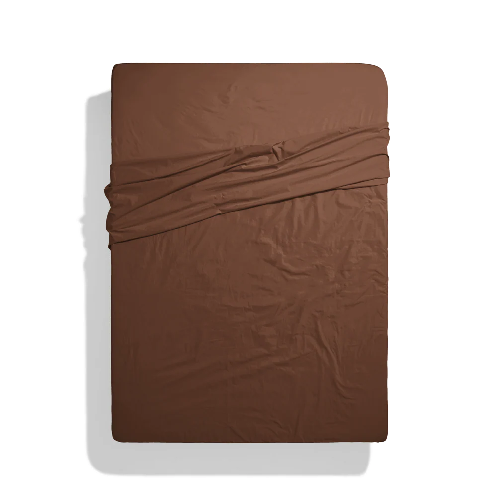 Drap-housse en percale de coton - Marron Cargo - Image 5