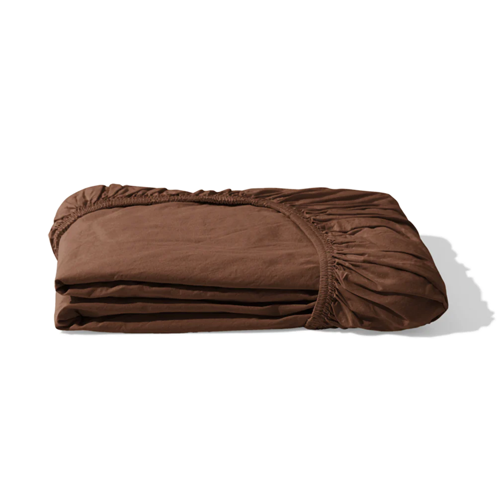 Drap-housse en percale de coton - Marron Cargo - Image 6