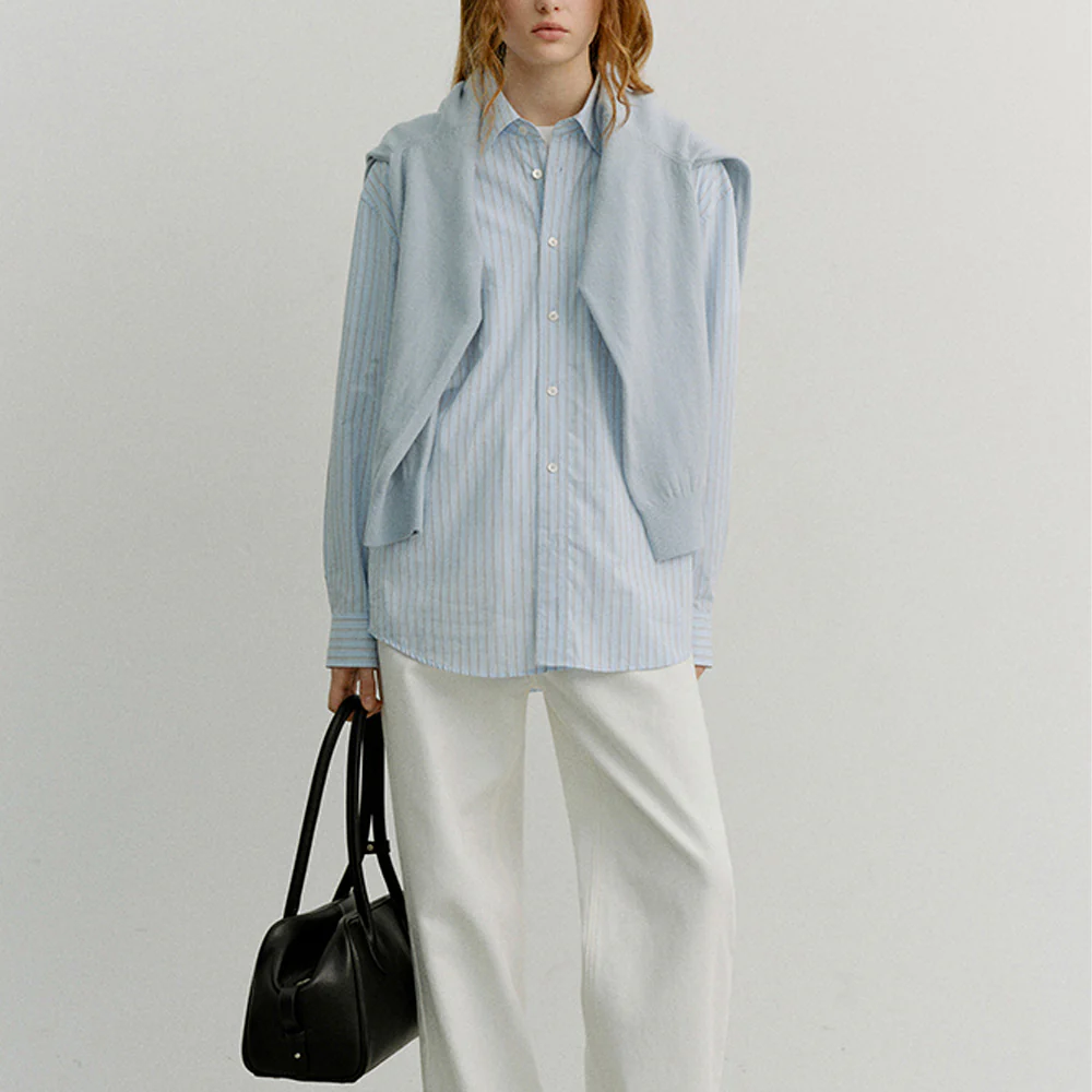 Dunst - Chemise Oversize Ă Rayures - Bleu Ciel - Image 2