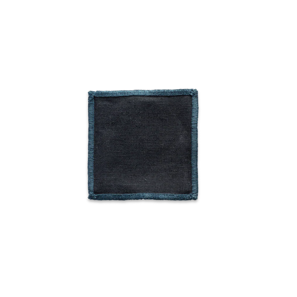 Ensemble de 6 dessous de verre en lin lavé - Bleu encre - Image 6