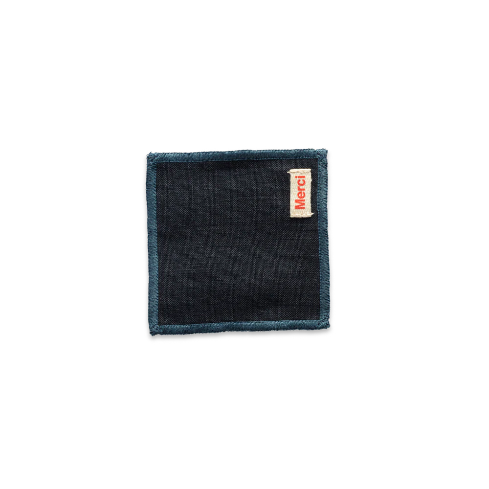 Ensemble de 6 dessous de verre en lin lavé - Bleu encre - Image 7