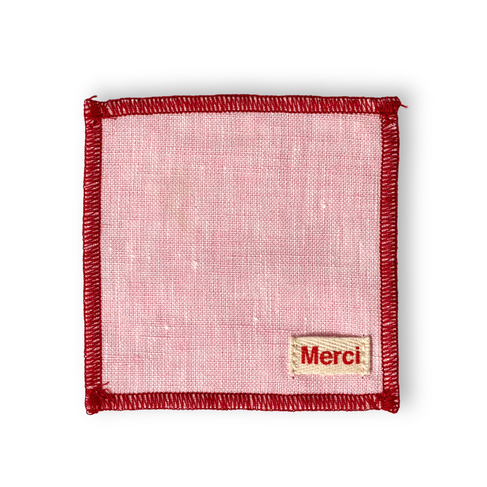 Ensemble de 6 dessous de verre en lin lavé - Rose Granité - Image 2