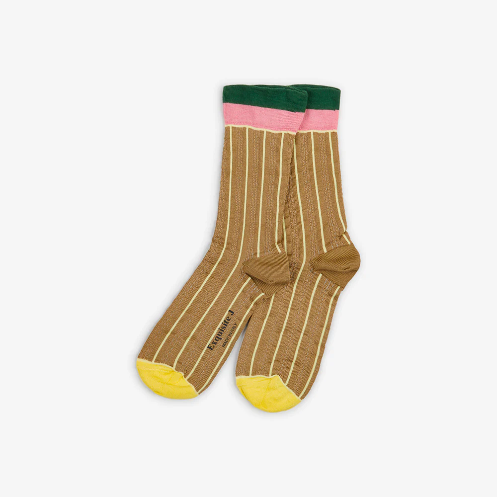 Exquisite J - Chaussettes CA81 - Marron et Jaune