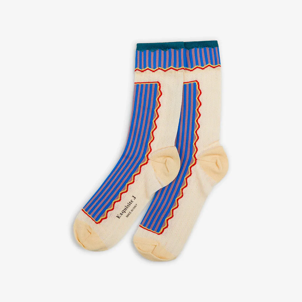 Exquisite J - Chaussettes CA84 - Beige et Bleu
