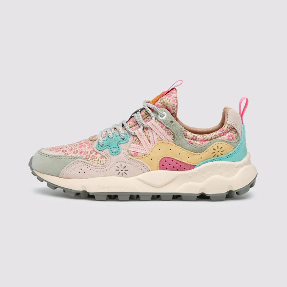 Flower Mountain - Baskets Yamano 3 Suède Nylon - Sage Pink Yellow