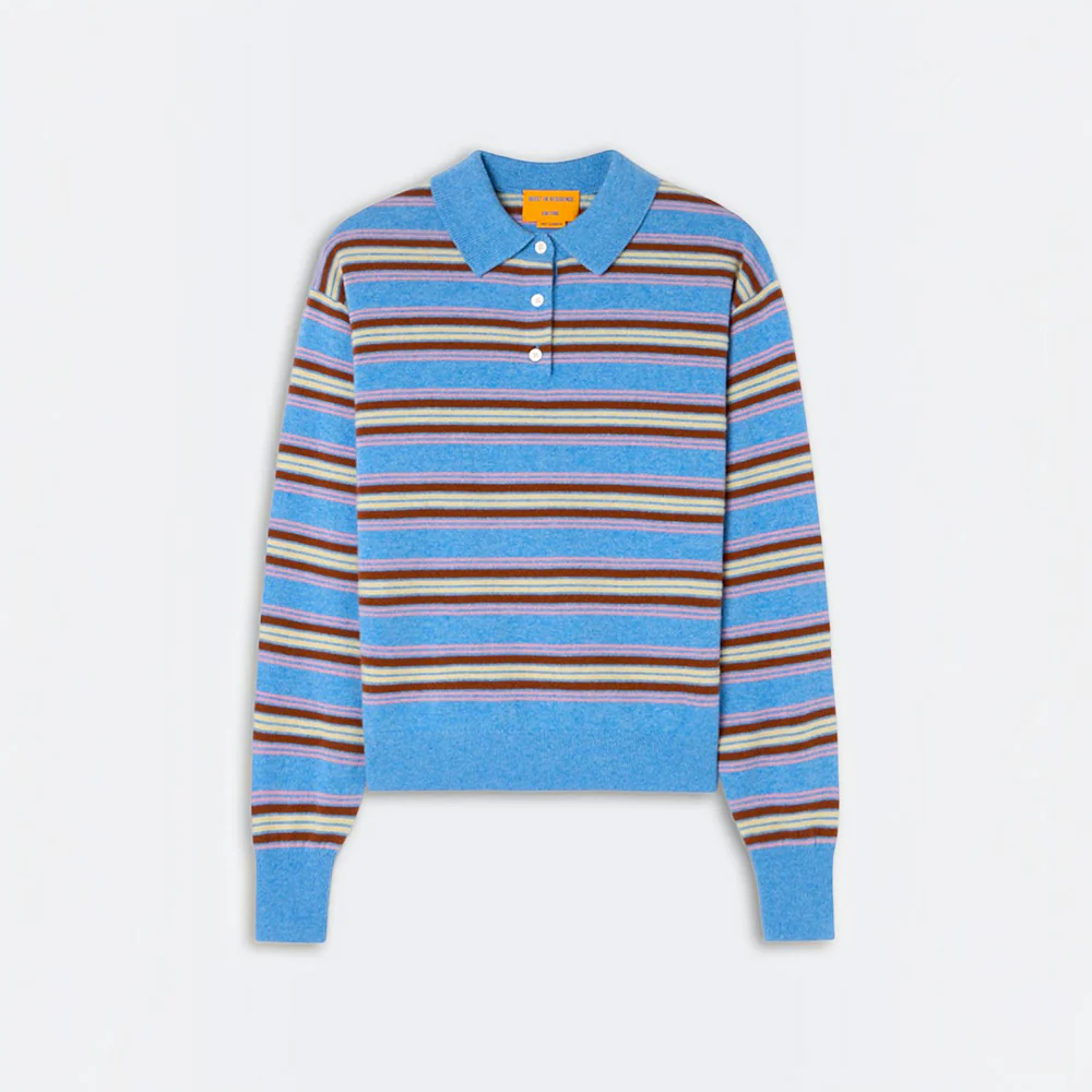 Guest In Residence - Polo Collegiate Rayé - Delft Blue Combo
