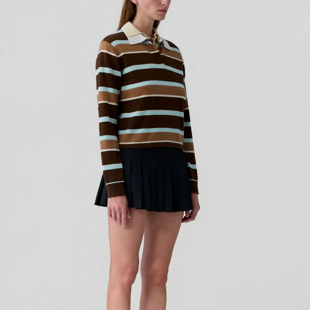Guest In Residence - Polo Cropped Rugby Rayé - Chestnut Combo - Image 3