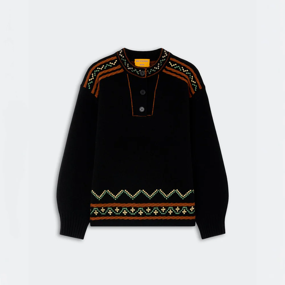 Guest In Residence - Pull Henley Fisherman - Noir