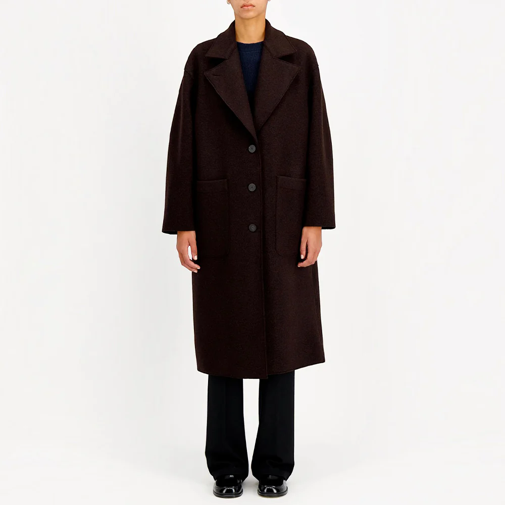 Harris Wharf London - Manteau Greatcoat - Bordeaux - Image 3