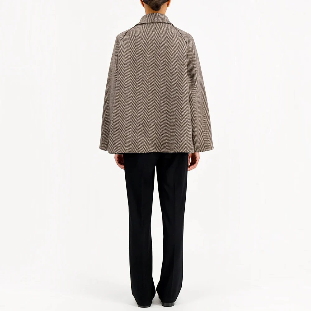 Harris Wharf London - Manteau Raglan - Crème & Marron - Image 3