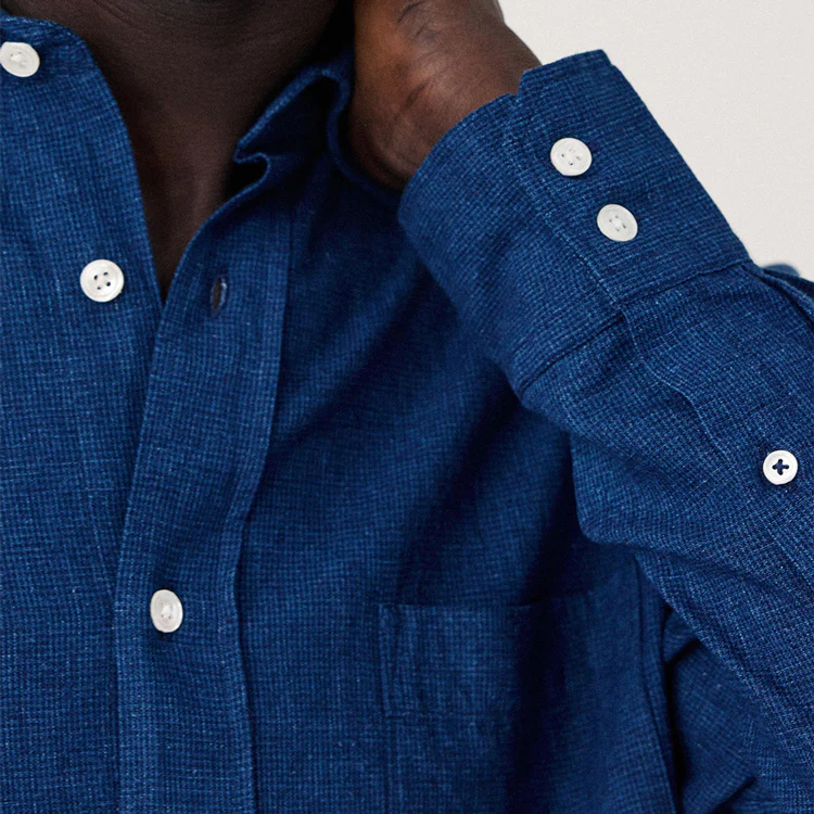Hartford - Chemise Paul coton et lin - Indigo - Image 2