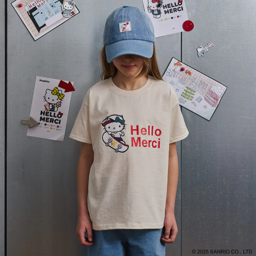 Hello Kitty x Merci - T-Shirt Enfant Skate - Ecru