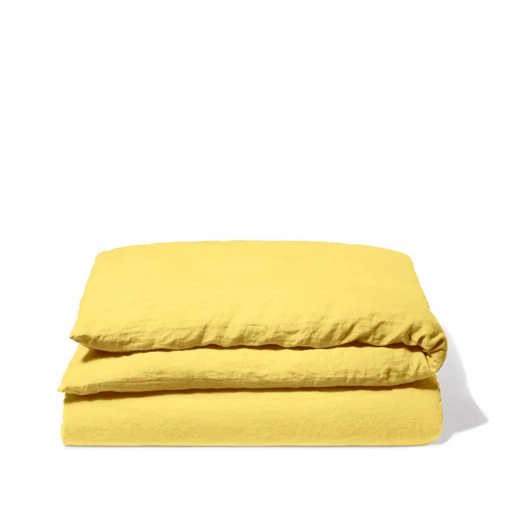 Housse de couette en lin lavé - Jaune Citronnade - Image 3