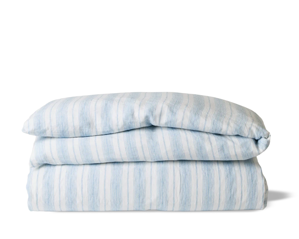 Housse de couette en lin lavé - Rayures Toile Bleu Primaire - Image 6