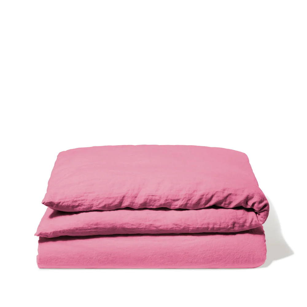 Housse de couette en lin lavé - Rose Garance - Image 3