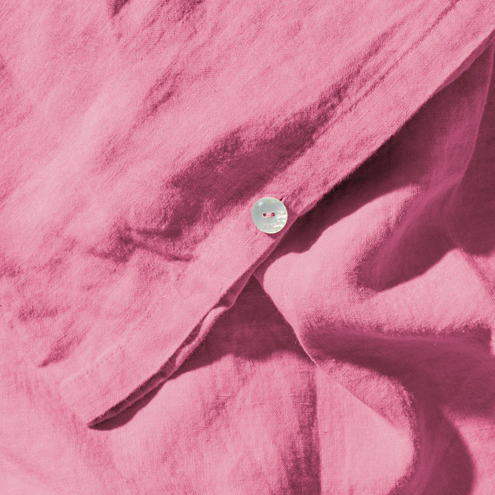 Housse de couette en lin lavé - Rose Garance - Image 4