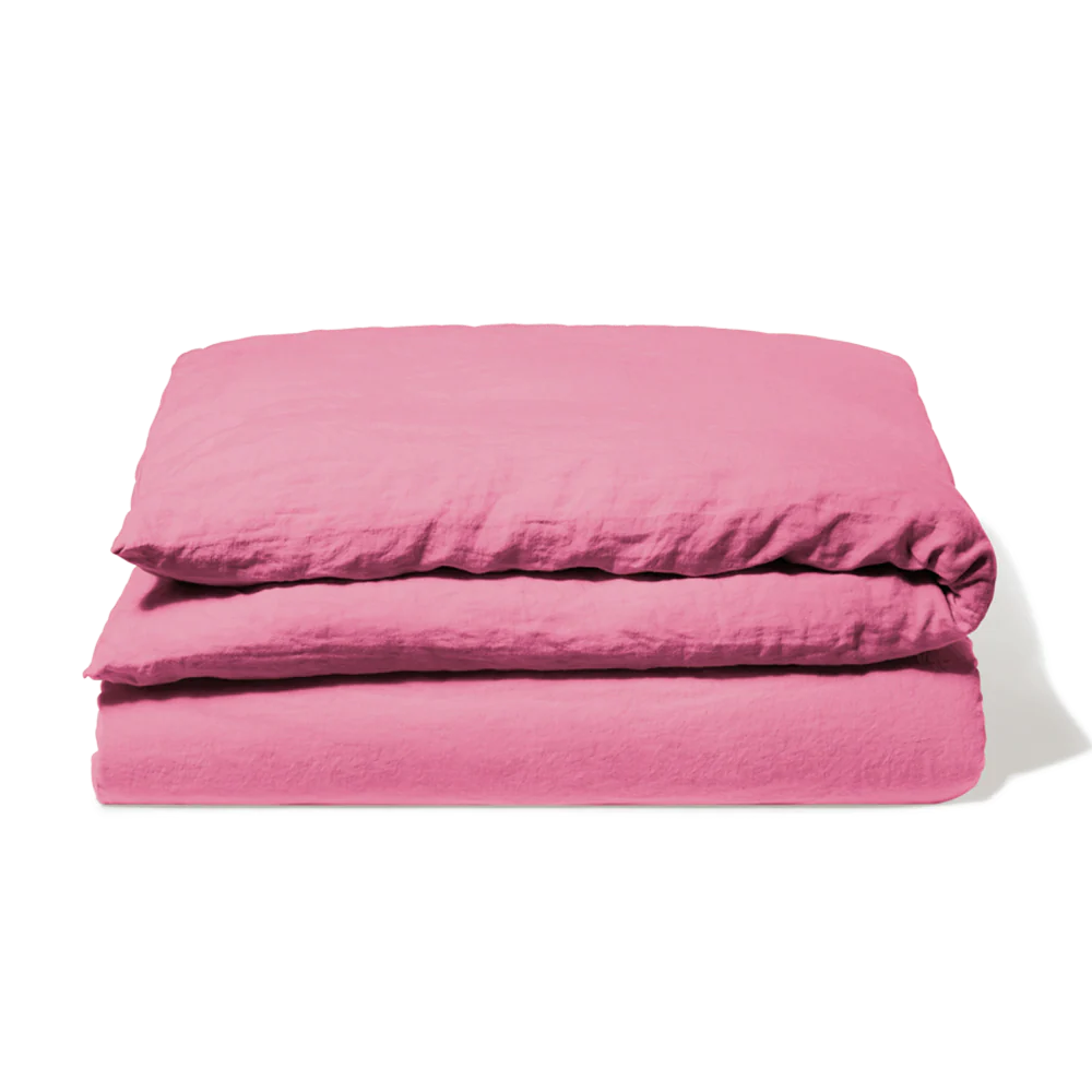 Housse de couette en lin lavé - Rose Garance - Image 7