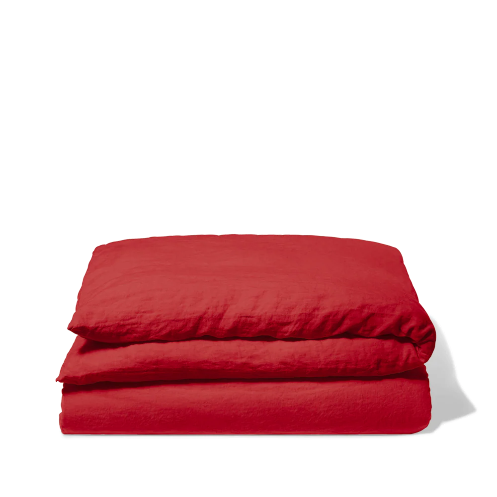 Housse de couette en lin lavé - Rouge Vermillon - Image 3