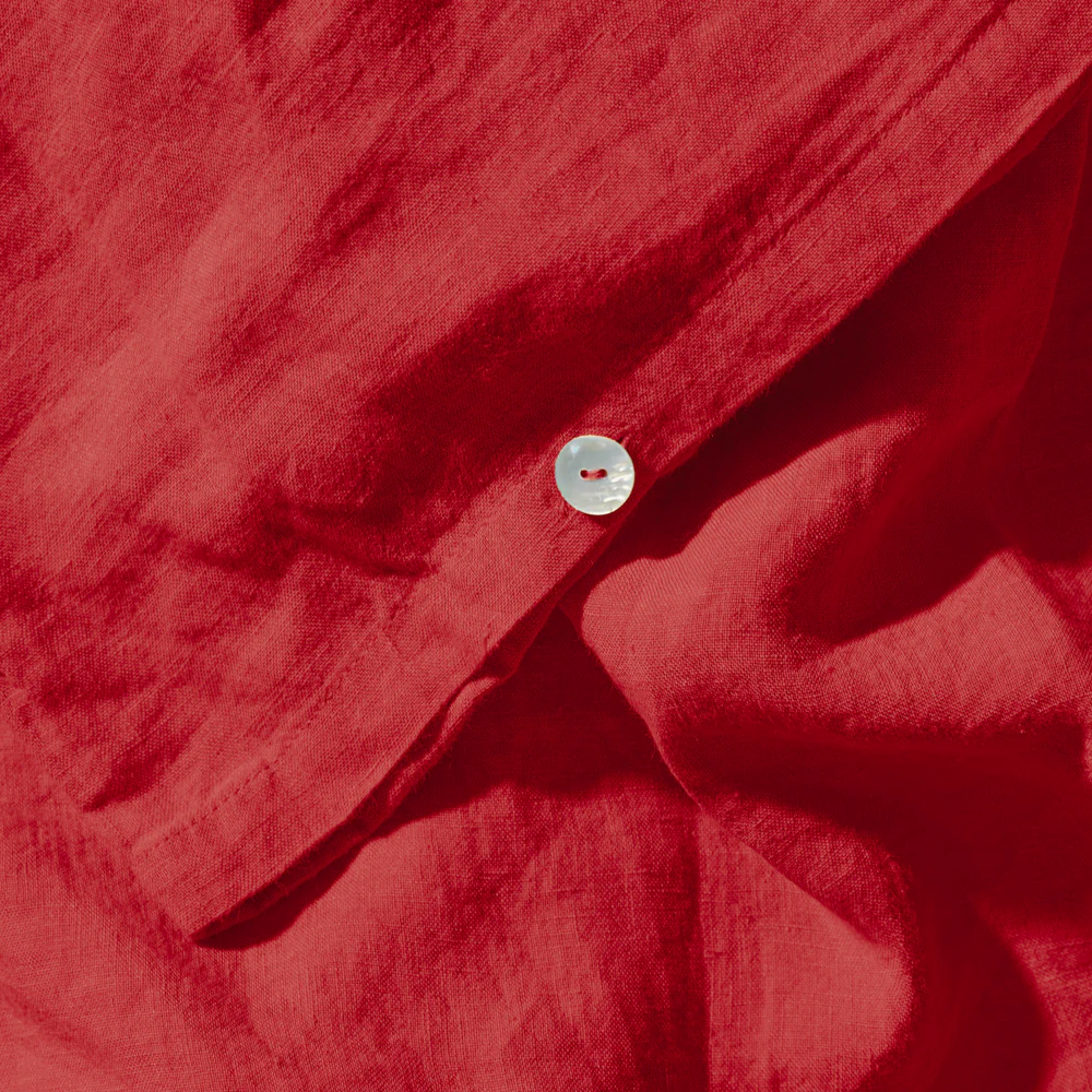 Housse de couette en lin lavé - Rouge Vermillon - Image 4