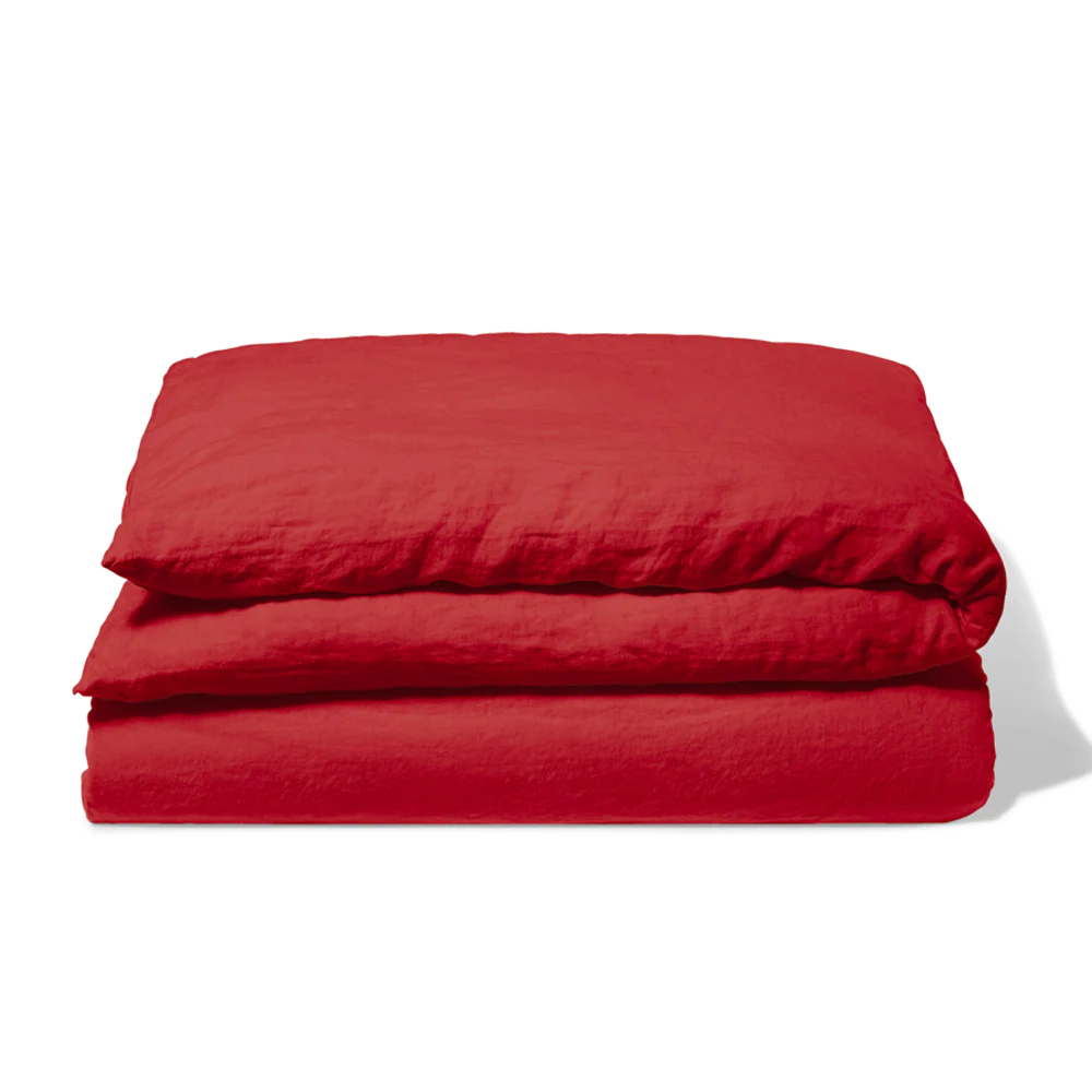 Housse de couette en lin lavé - Rouge Vermillon - Image 7