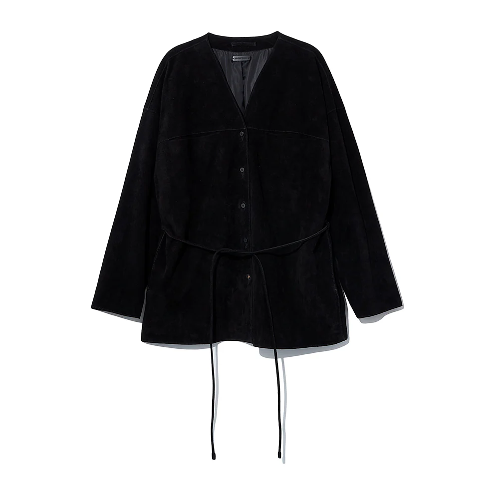 Le 17 septembre - Veste en cuir sans col - Noir