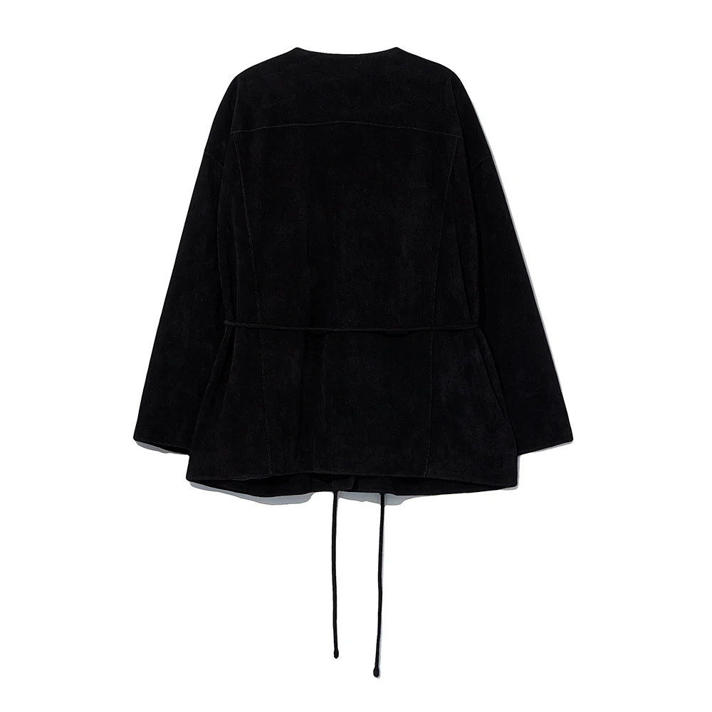 Le 17 septembre - Veste en cuir sans col - Noir - Image 2