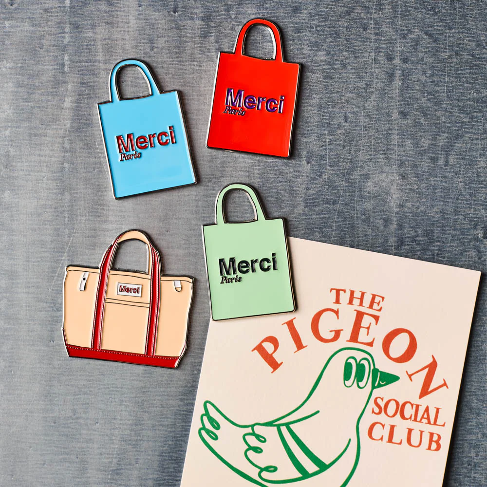 Magnet en métal Merci - Tote bag Bleu - Image 3