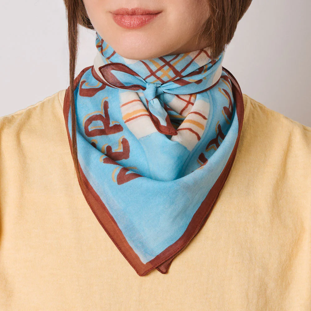 Merci - Bandana Ars Vivendi Virtus Est - Bleu Jaune Marron - Image 2