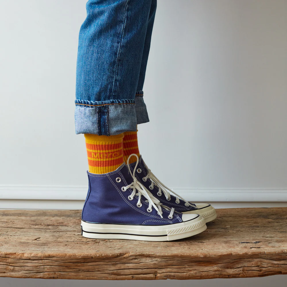 Merci - Chaussettes Ă rayures - Jaune