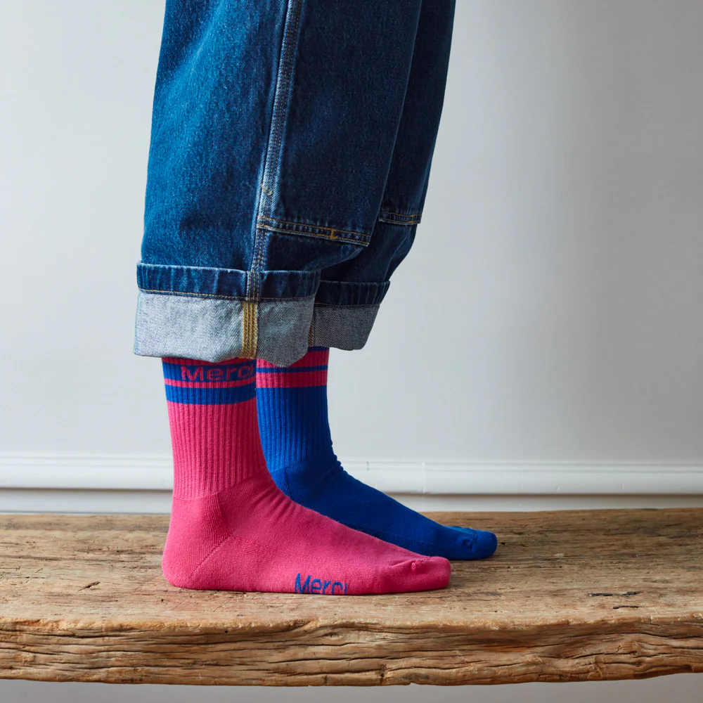 Merci - Chaussettes à rayures - Rose - Image 2